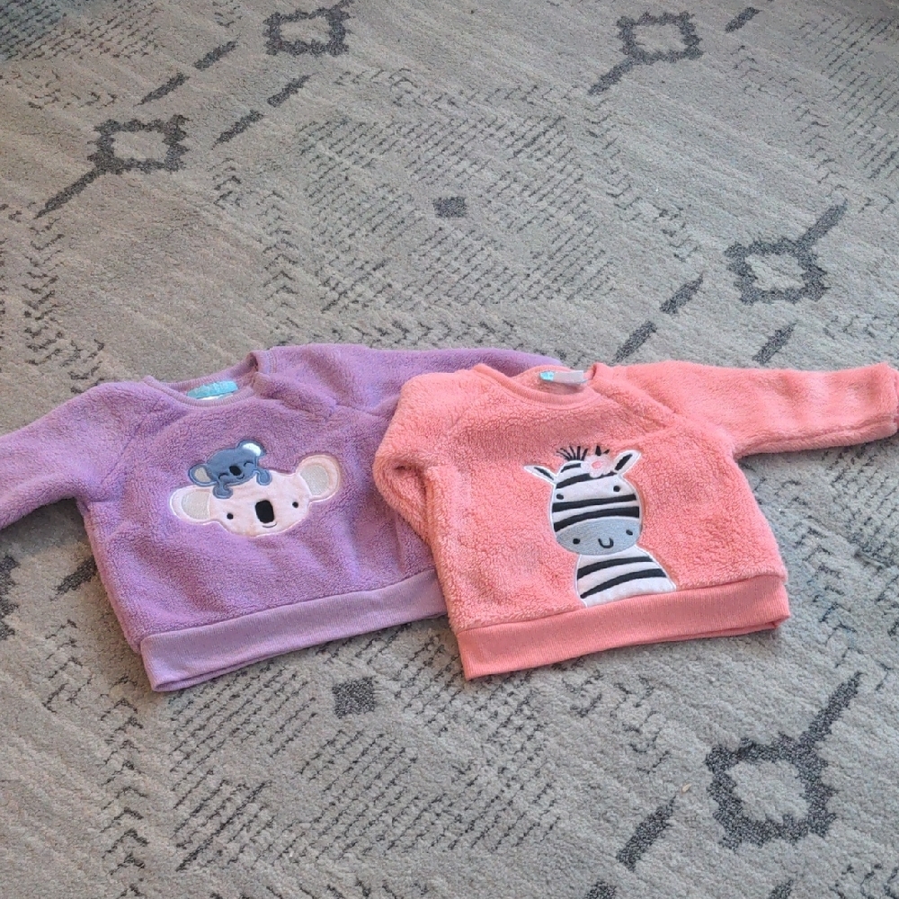Cute Koala and Zebra Toddler Sweatshirts - Purple and Pink